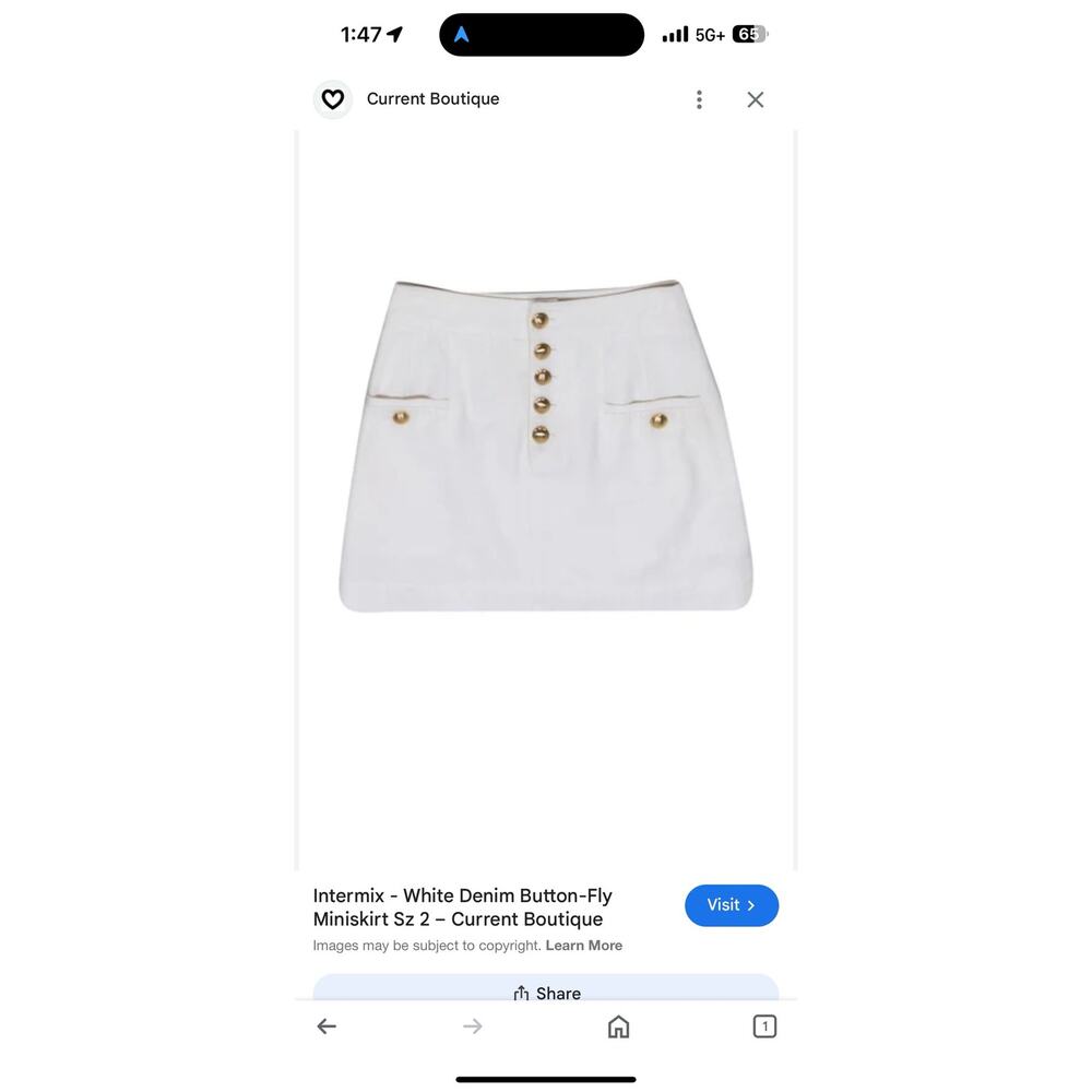 Intermix White Denim Button-Fly Miniskirt Size 10